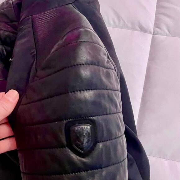 RUDSAK Collared Black Leather Sleeved Jacket - Picture 4 of 7